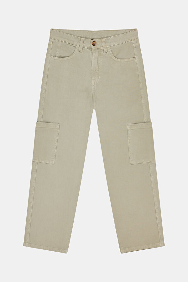 Beige Wide Leg Women's Trousers