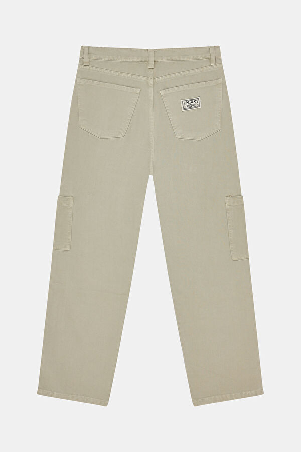 Beige Wide Leg Women's Trousers 2