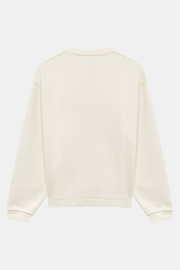Cream Relaxed Fit Crew Neck Women's Sweatshirt 2