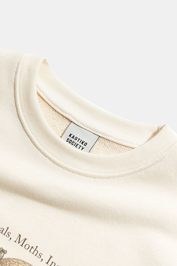 Cream Relaxed Fit Crew Neck Women's Sweatshirt 3