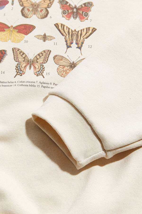 Cream Relaxed Fit Crew Neck Women's Sweatshirt 4