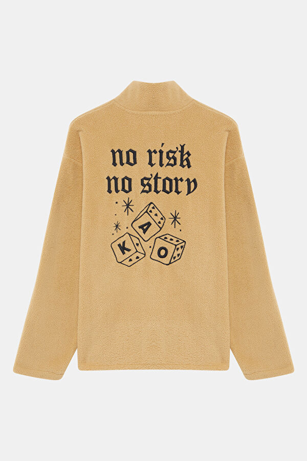 Bej Relax Kalıp Bisiklet Yaka Kadın Sweatshirt 2