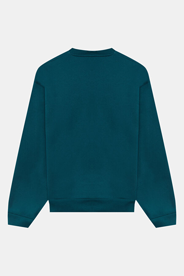 Yeşil Relax Kalıp Bisiklet Yaka Kadın Sweatshirt 2