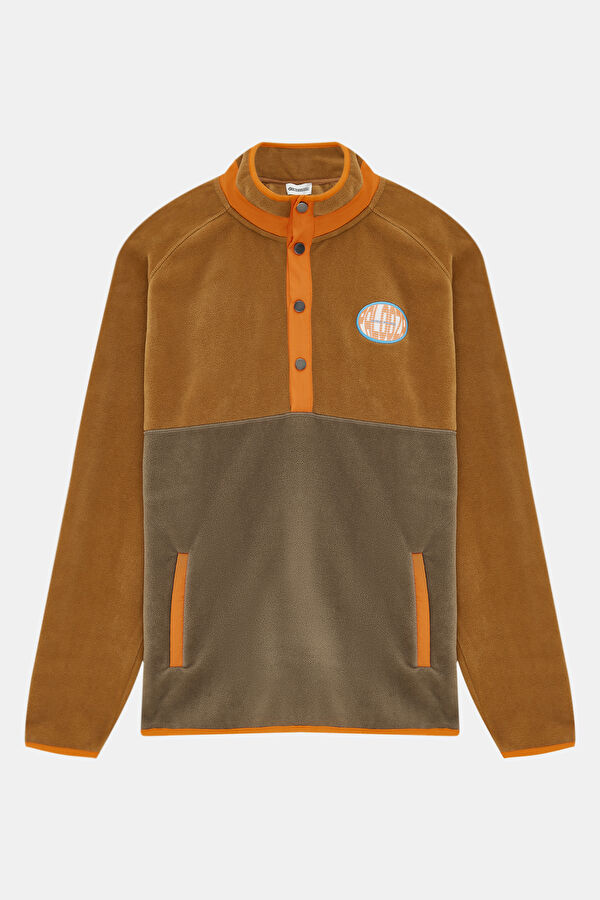 Camel Dik Yaka Erkek Sweatshirt