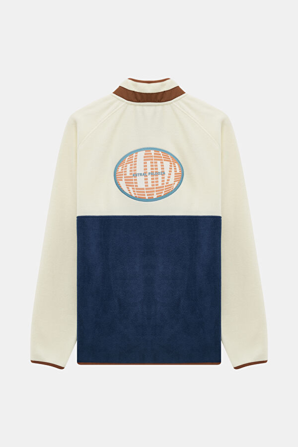 Ekru Dik Yaka Erkek Sweatshirt 2