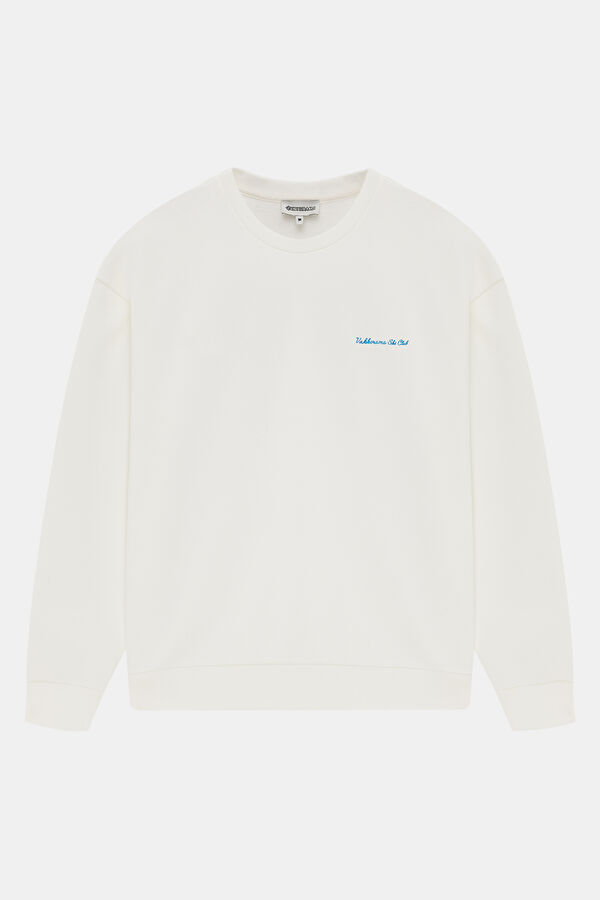 Ekru Bisiklet Yaka Erkek Sweatshirt