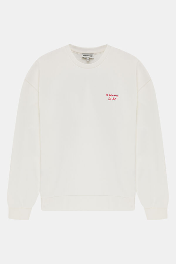 Ekru Bisiklet Yaka Erkek Sweatshirt