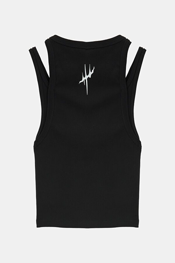 Siyah Halter Yaka T-Shirt 2
