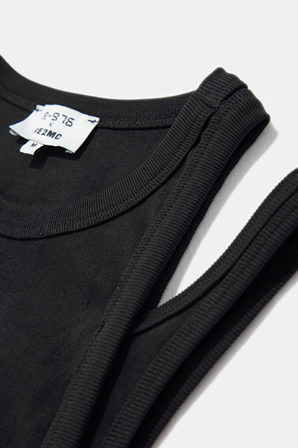 Siyah Halter Yaka T-Shirt 3