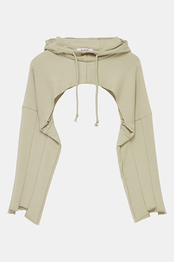 Beige Hooded Women's Sweatshirt