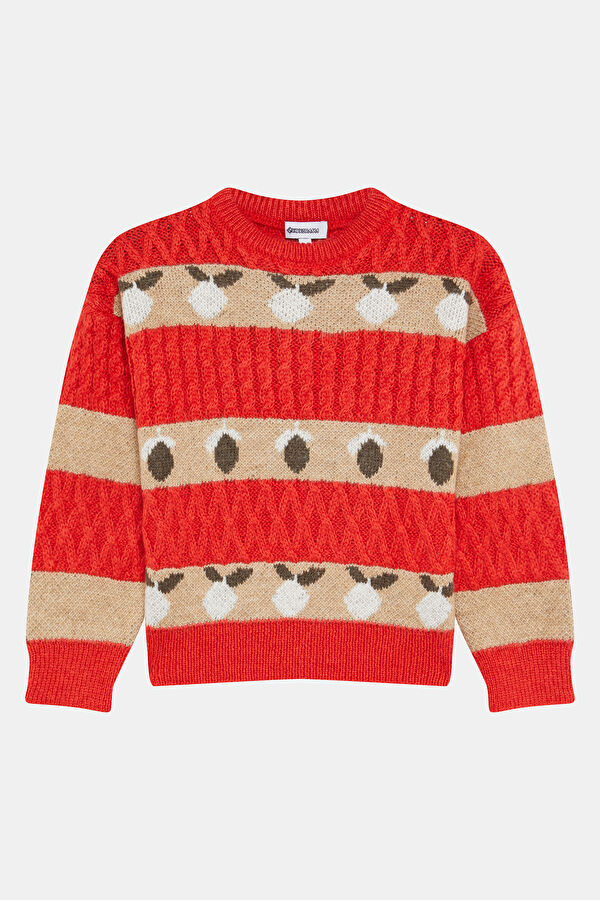 Multicolored Patterned Knit Kids Sweater