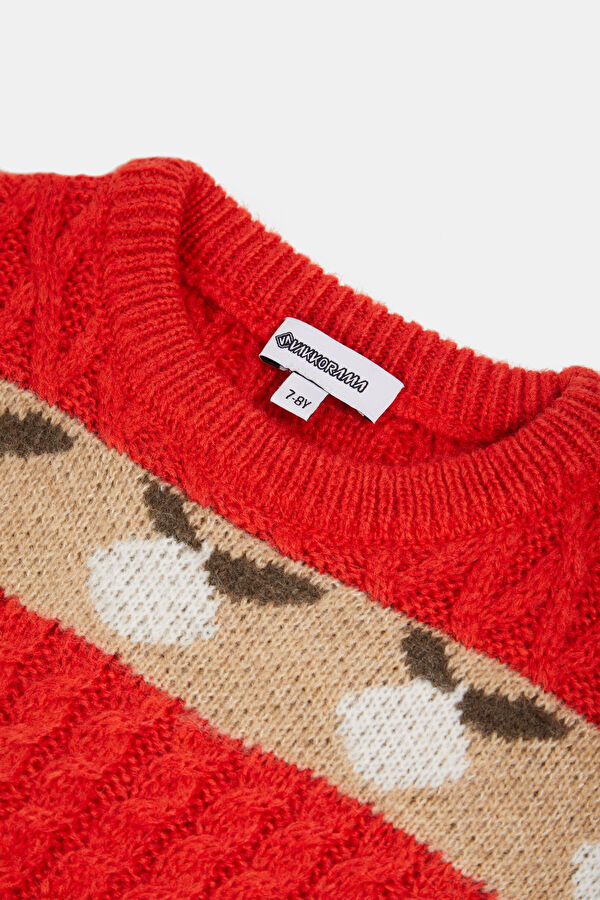Multicolored Patterned Knit Kids Sweater 3