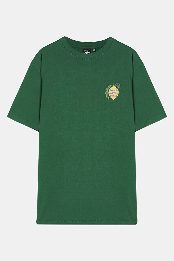 Yeşil Bisiklet Yaka Baskılı T-Shirt