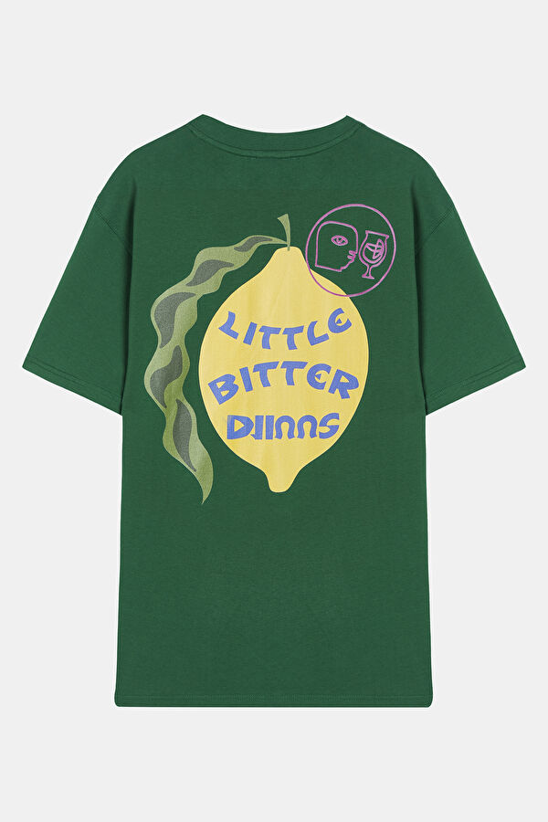 Yeşil Bisiklet Yaka Baskılı T-Shirt 2