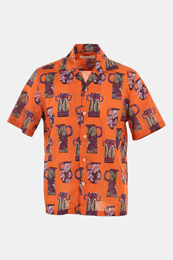 Relax Mold Orange Patterned Retro Shirt