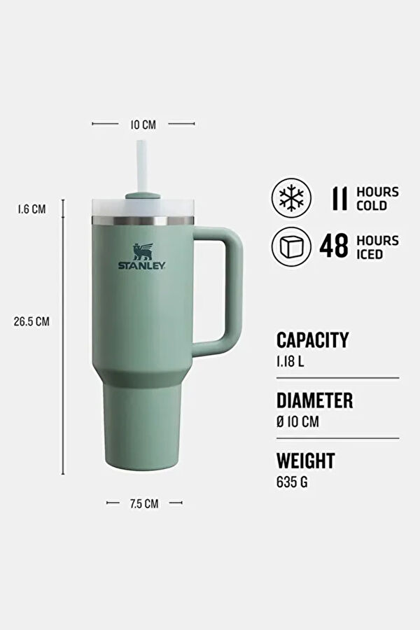 Quencher Pipetli Termos Bardak Yeşil 1.18 Lt 3