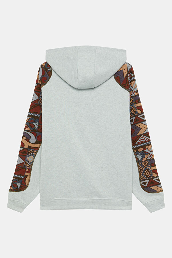 Gri Melanj Kapuşonlu Erkek Sweatshirt 2