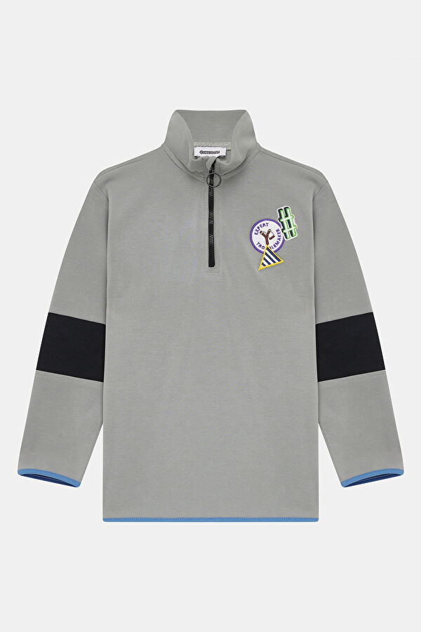 Gray Stand-Neck Kids Sweatshirt