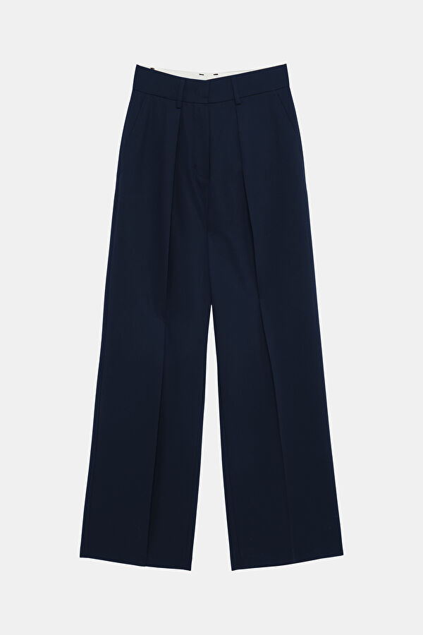 Navy Blue Wide Leg Women's Trousers