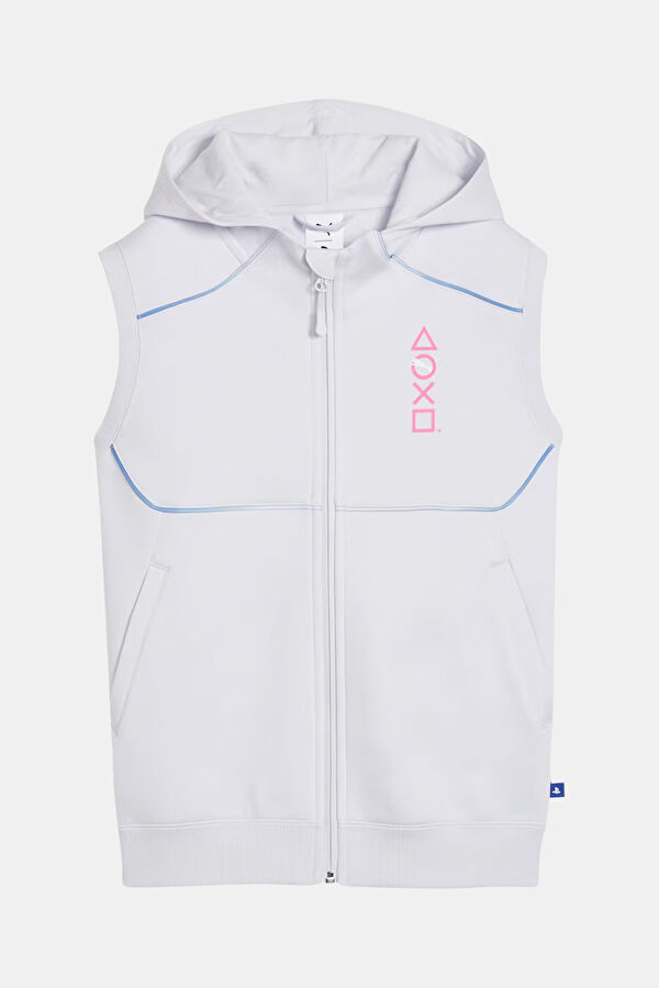 Playstation Gümüş Relax Kalıp Kapuşonlu Sweatshirt