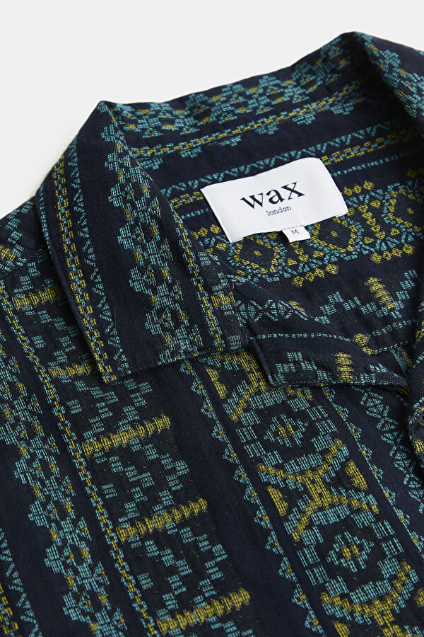 Navy Blue Patterned Retro Shirt 3