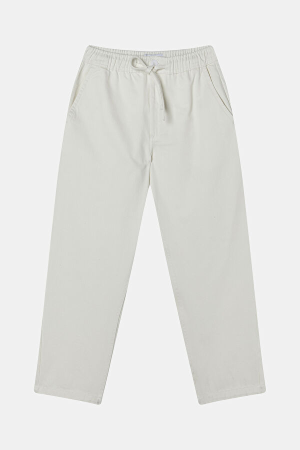 Relax Fit Off-White Wide Leg Organic Cotton Men's Trousers
