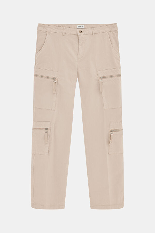 Beige Straight Leg Men's Trousers
