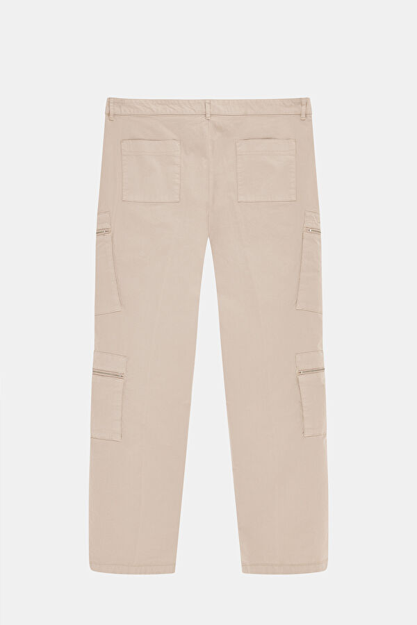 Beige Straight Leg Men's Trousers 2