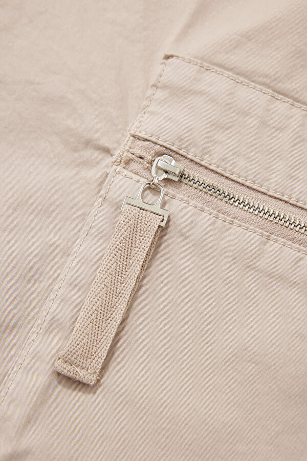 Beige Straight Leg Men's Trousers 4