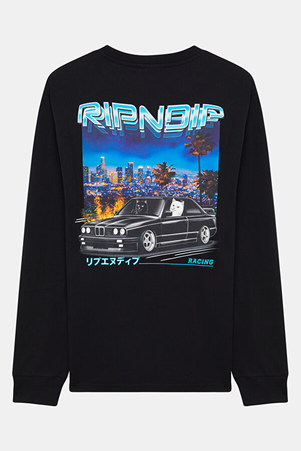 Siyah Relax Kalıp Bisiklet Yaka Erkek Sweatshirt 2