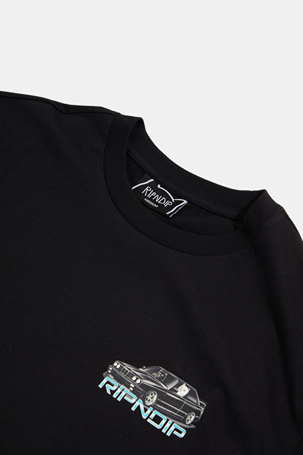 Siyah Relax Kalıp Bisiklet Yaka Erkek Sweatshirt 3