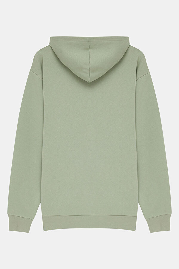 Açık Yeşil Relax Kalıp Kapüşonlu Erkek Sweatshirt 2