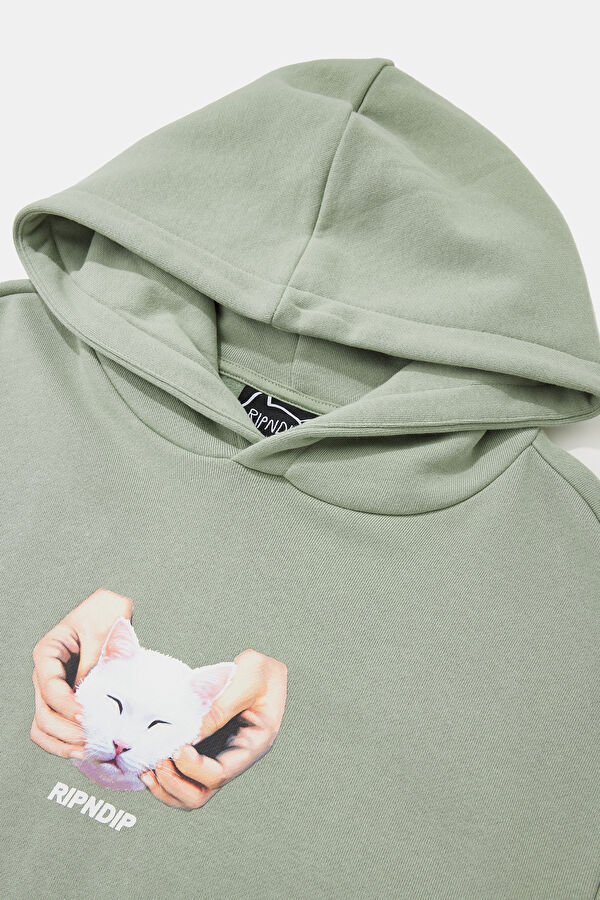 Açık Yeşil Relax Kalıp Kapüşonlu Erkek Sweatshirt 3