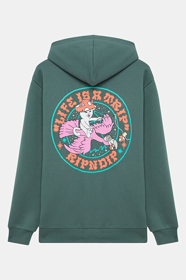Koyu Yeşil Relax Kalıp Kapüşonlu Erkek Sweatshirt 2