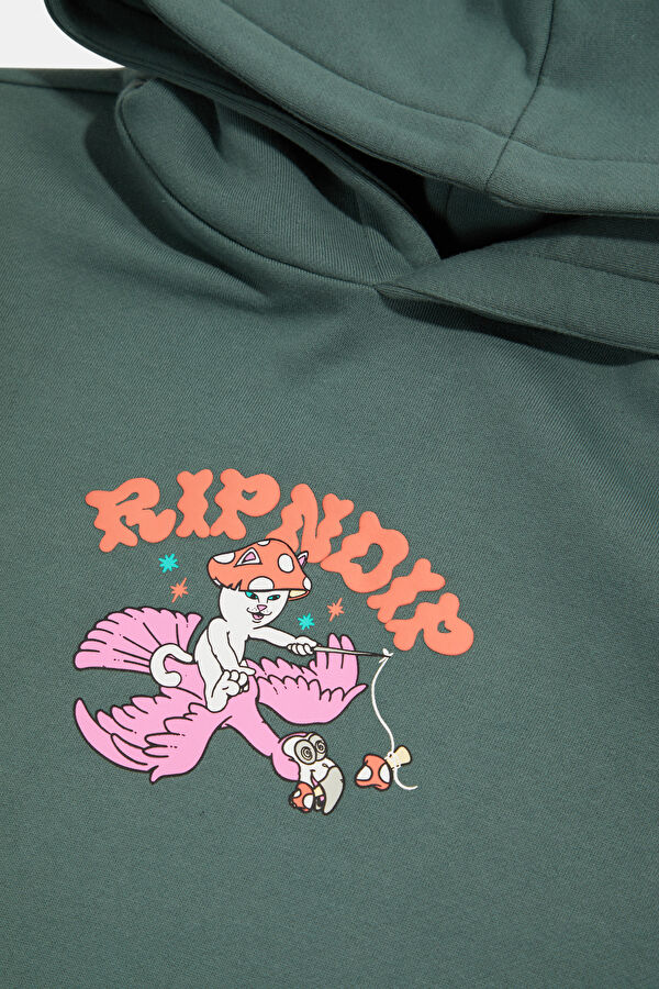 Koyu Yeşil Relax Kalıp Kapüşonlu Erkek Sweatshirt 3