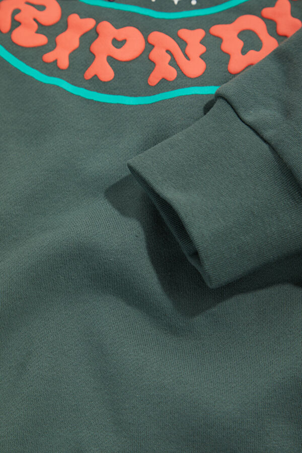 Koyu Yeşil Relax Kalıp Kapüşonlu Erkek Sweatshirt 5