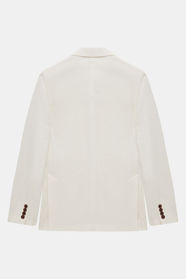 Cream Button Linen Cotton Men's Jacket 2