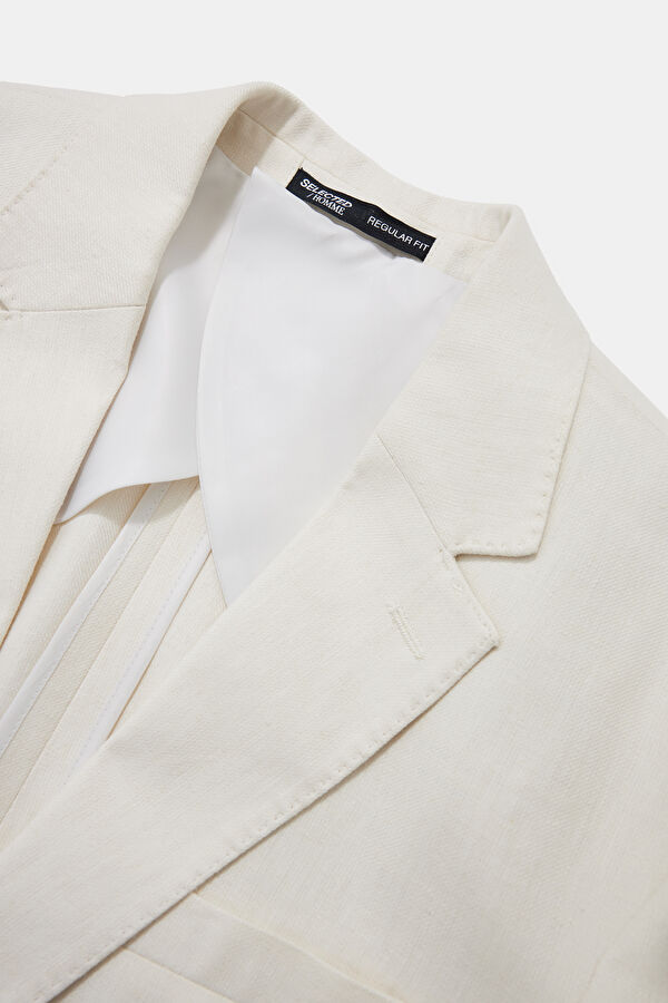 Cream Button Linen Cotton Men's Jacket 3