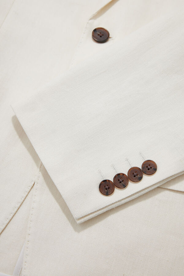 Cream Button Linen Cotton Men's Jacket 4