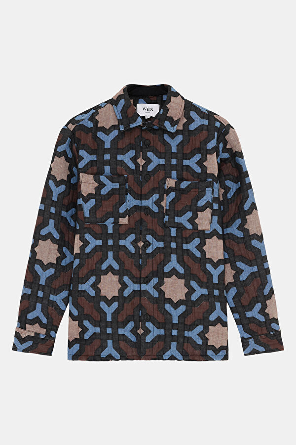 Relax Fit Black Patterned Men's Shirt