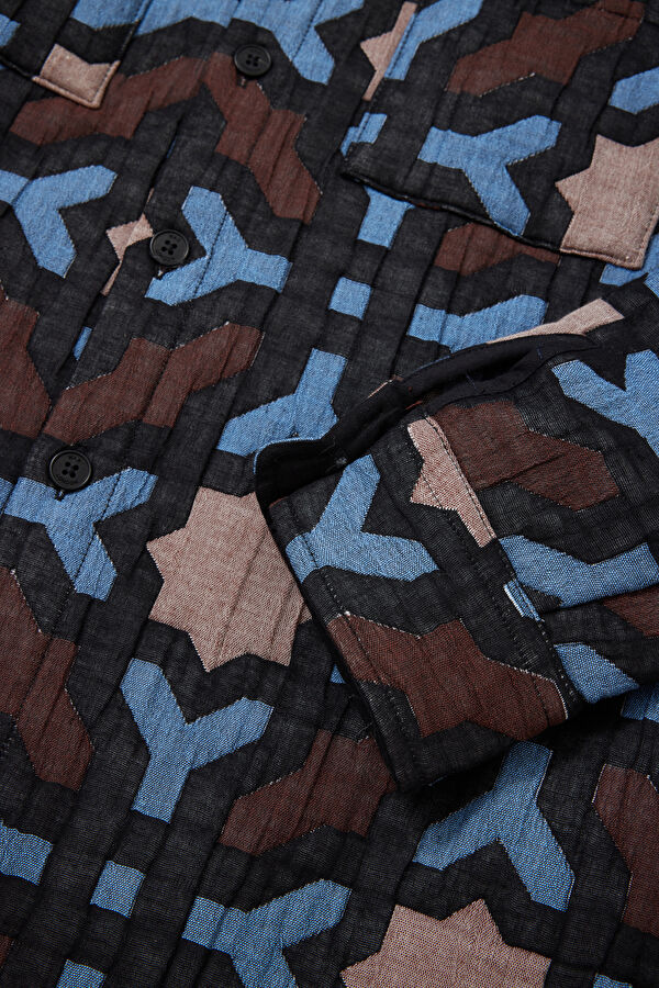 Relax Fit Black Patterned Men's Shirt 4