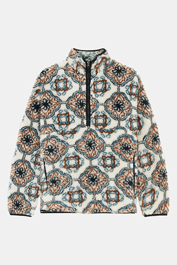 Çok Renkli Relax Kalıp Dik Yaka Erkek Sweatshirt