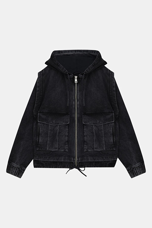 Black Zippered Organic Cotton Men's Jacket