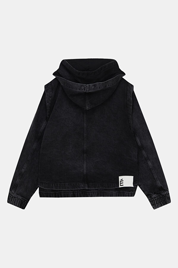 Black Zippered Organic Cotton Men's Jacket 2
