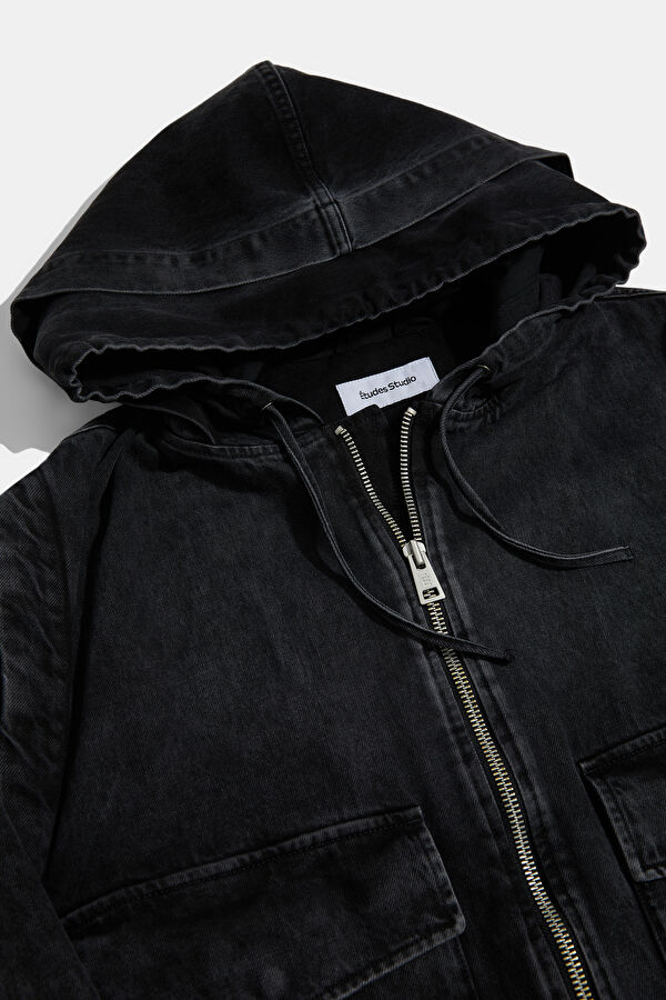 Black Zippered Organic Cotton Men's Jacket 3