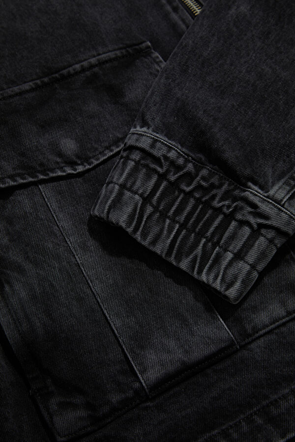 Black Zippered Organic Cotton Men's Jacket 4
