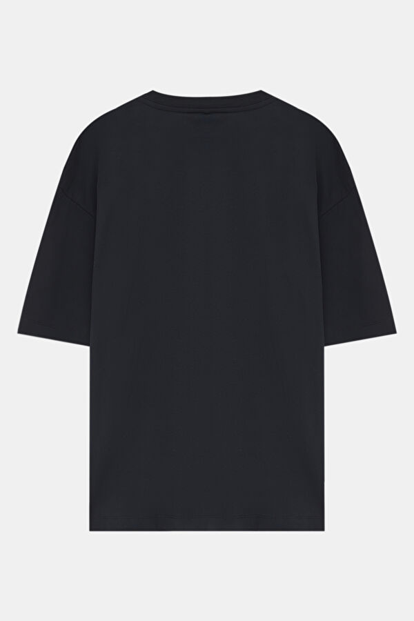 Relaxed Fit Black Crew Neck Printed Men's T-Shirt 2