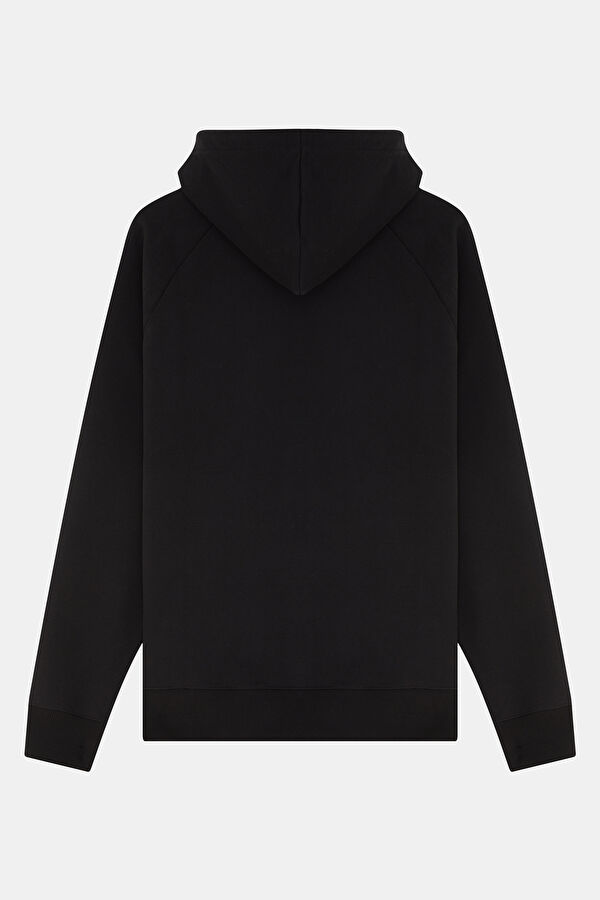 Siyah Relax Kalıp Kapüşonlu Erkek Sweatshirt 2