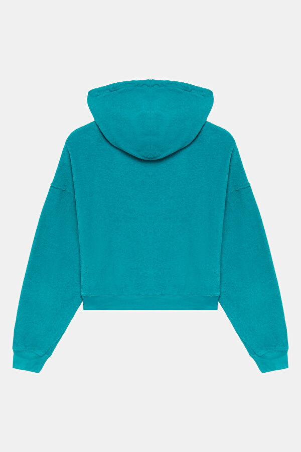 Turquoise Relax Fit Hooded Women's Sweatshirt 2