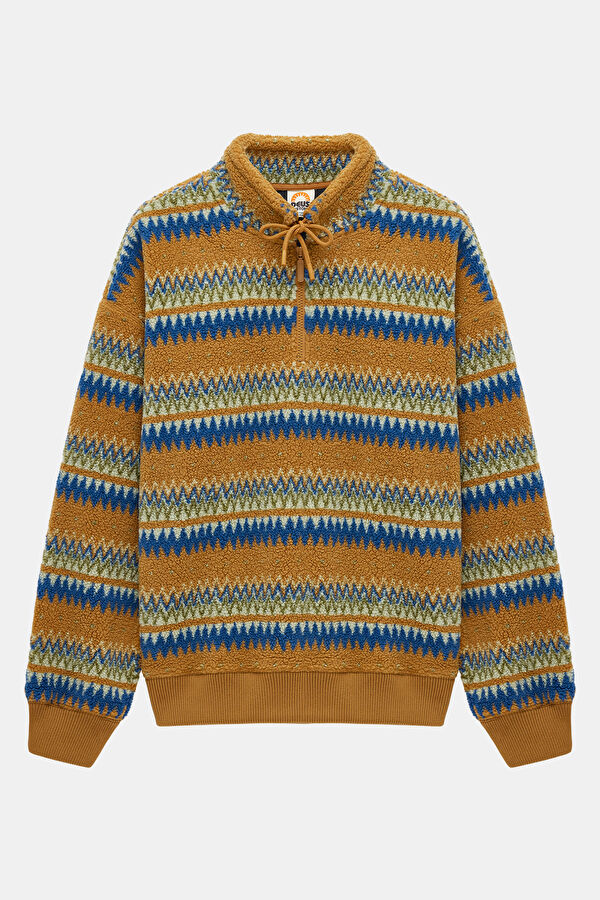 Çok Renkli Relax Kalıp Dik Yaka Erkek Sweatshirt